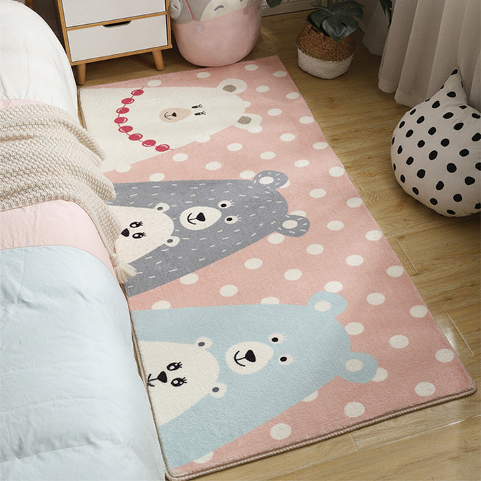 Babyish Multicolor Animal Rug Cotton Cartoon Area Carpet Washable Non-Slip Stain Resistant Rug for Kids