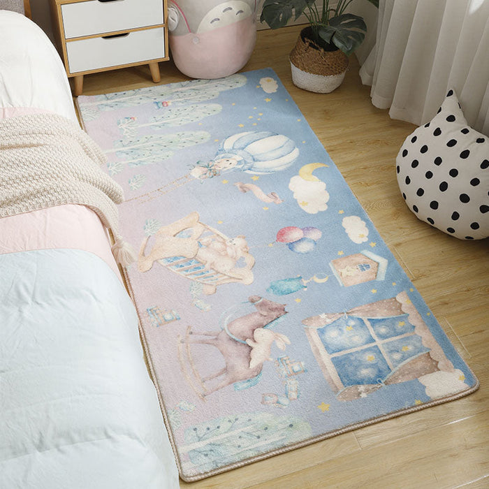 Babyish Multicolor Animal Rug Cotton Cartoon Area Carpet Washable Non-Slip Stain Resistant Rug for Kids