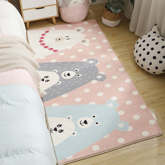 Babyish Multicolor Animal Rug Cotton Cartoon Area Carpet Washable Non-Slip Stain Resistant Rug for Kids