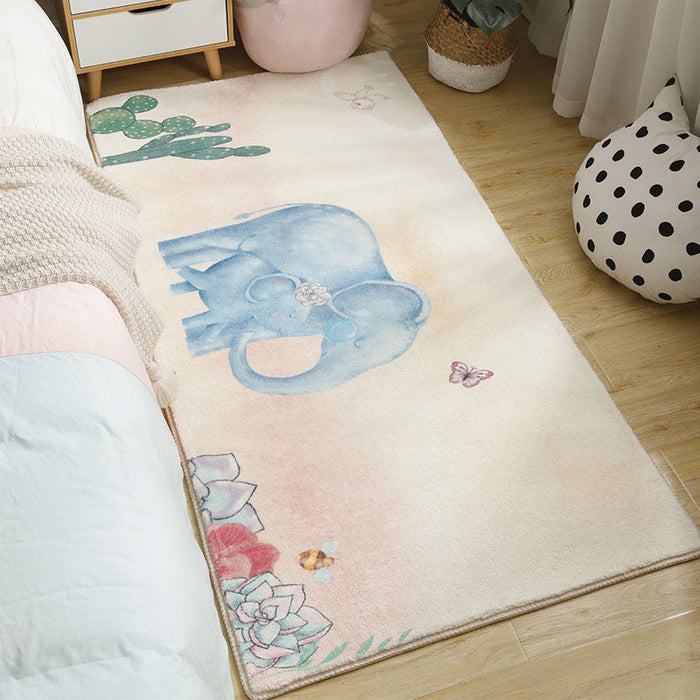 Babyish Multicolor Animal Rug Cotton Cartoon Area Carpet Washable Non-Slip Stain Resistant Rug for Kids