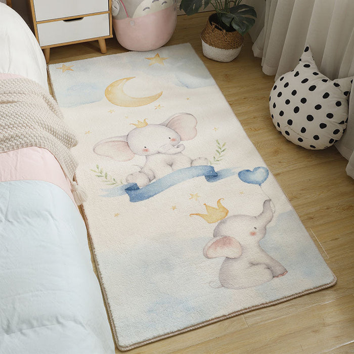 Babyish Multicolor Animal Rug Cotton Cartoon Area Carpet Washable Non-Slip Stain Resistant Rug for Kids