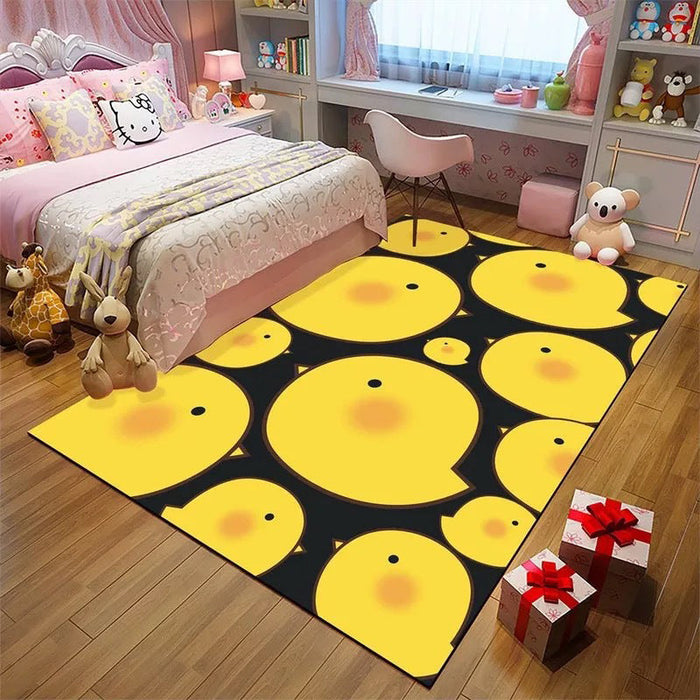 Romantic Multicolor Animal Print Rug Polypropylene Cartoon Area Rug Washable Stain Resistant Anti-Slip Carpet for Kids Room