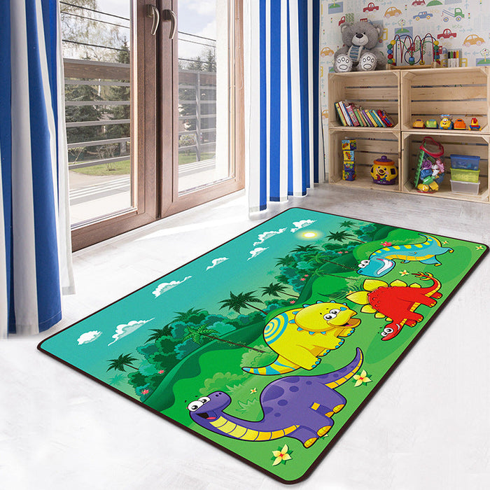 Multicolor Kids Playroom Rug Cartoon Digital Print Rug Polyester Anti-Slip Pet Friendly Stain Resistant Area Rug