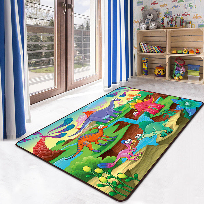 Multicolor Kids Playroom Rug Cartoon Digital Print Rug Polyester Anti-Slip Pet Friendly Stain Resistant Area Rug