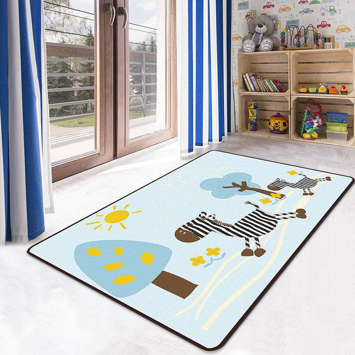 Multicolor Kids Playroom Rug Cartoon Digital Print Rug Polyester Anti-Slip Pet Friendly Stain Resistant Area Rug