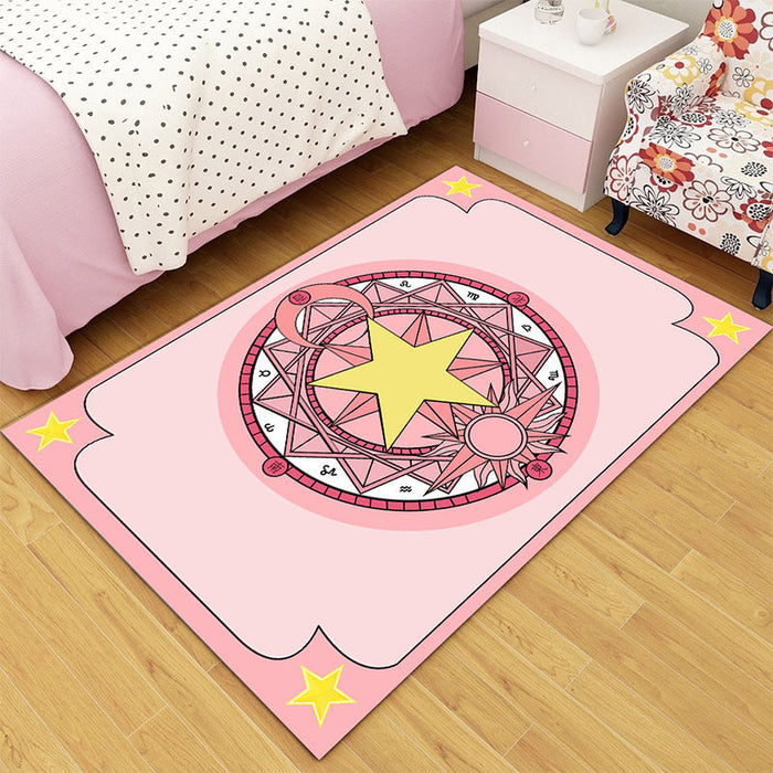 Multi-Colored Cartoon Area Rug Polyester Educational Pattern Rug Pet Friendly Stain Resistant Anti-Slip Carpet for Child Bedroom