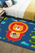 Multi-Colored Cartoon Area Rug Polyester Educational Pattern Rug Pet Friendly Stain Resistant Anti-Slip Carpet for Child Bedroom