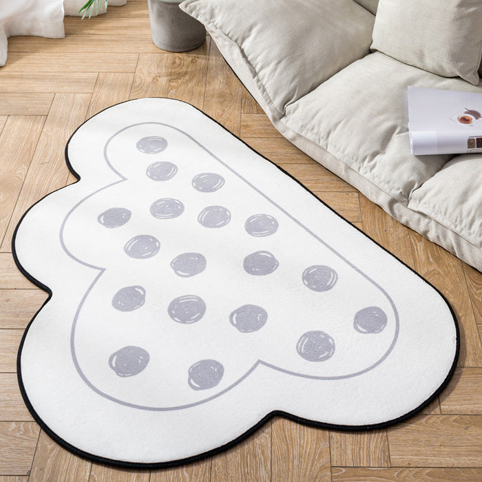 Novelty Kids Area Rug Multi Color Raindrop Cloud-Shaped Rug Anti-Slip Backing Washable Pet Friendly Carpet for Bedroom