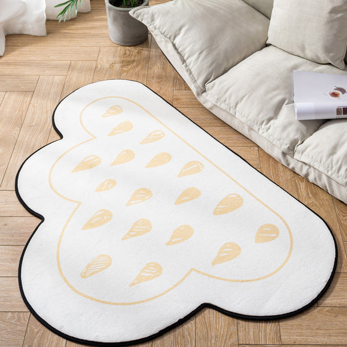 Novelty Kids Area Rug Multi Color Raindrop Cloud-Shaped Rug Anti-Slip Backing Washable Pet Friendly Carpet for Bedroom