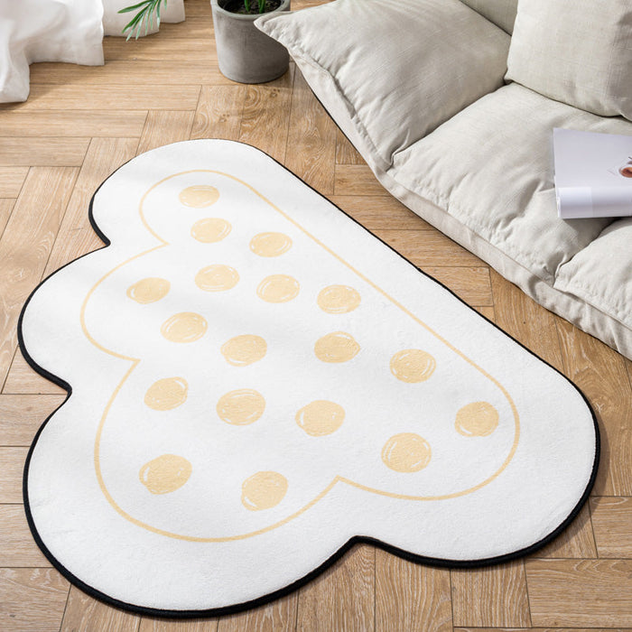 Novelty Kids Area Rug Multi Color Raindrop Cloud-Shaped Rug Anti-Slip Backing Washable Pet Friendly Carpet for Bedroom