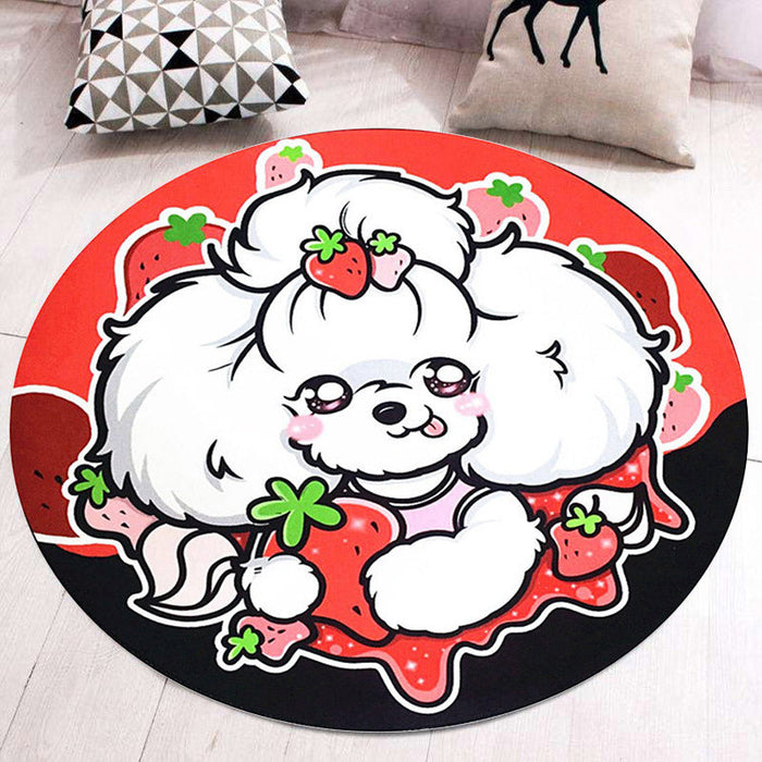 Multi-Color Nursery Rug Cartoon Animal Area Rug Polyester Non-Slip Backing Pet Friendly Machine Washable Carpet