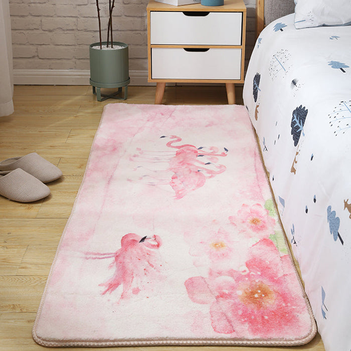 Kids Bedroom Area Rug Multi Colored Animal Sketch Rug Cotton Machine Wash Carpet