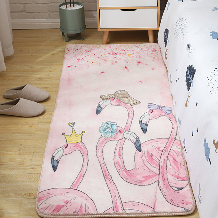 Kids Bedroom Area Rug Multi Colored Animal Sketch Rug Cotton Machine Wash Carpet