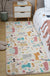 Kids Bedroom Area Rug Multi Colored Animal Sketch Rug Cotton Machine Wash Carpet