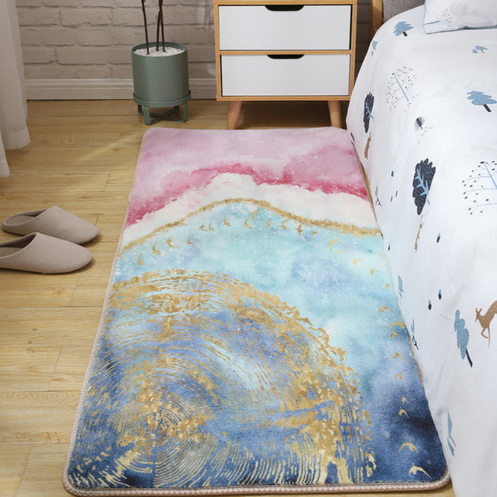 Kids Bedroom Area Rug Multi Colored Animal Sketch Rug Cotton Machine Wash Carpet