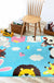 Cartoon Kindergarten Area Rug Multi Colored Animal Pattern Rug Polypropylene Non-Slip Backing Pet Friendly Washable Rug