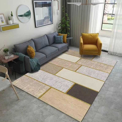 Multi Color Modern Area Rug Synthetics Geometric Colorblock Rug Machine Washable Stain Resistant Anti-Slip Backing Carpet for Room