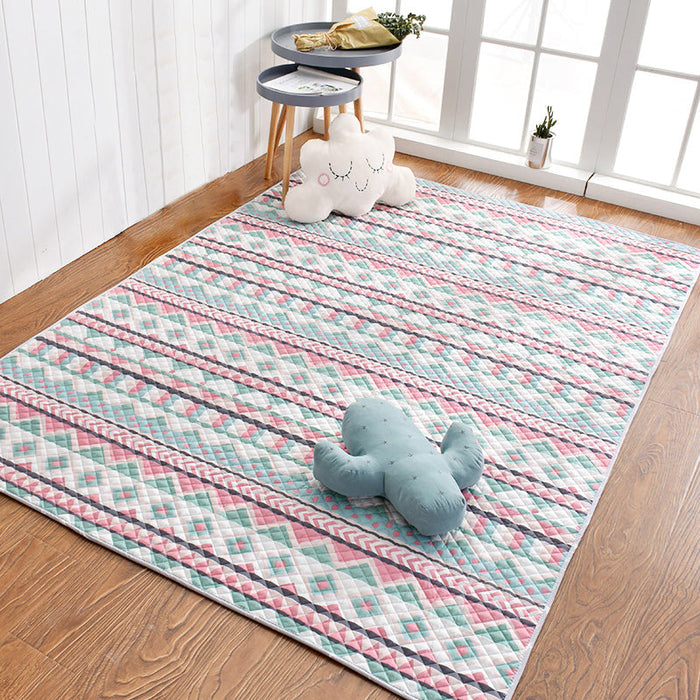 Aesthetics Botanic Rug Multi-Color Nordic Rug Cotton Machine Wash Padded Quilt Rug