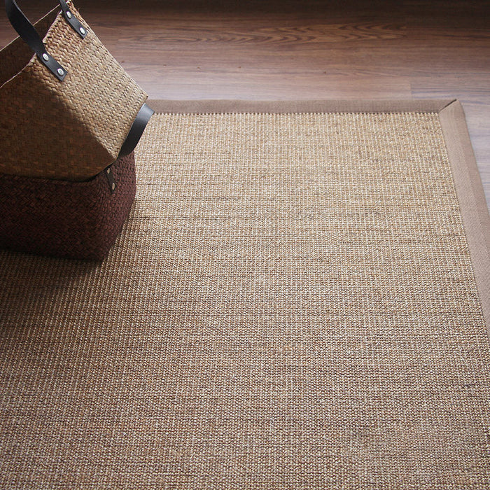 Brown Living Room Rug Countryside Plain Rug Sisal Anti-Slip Pet Friendly Washable Area Rug