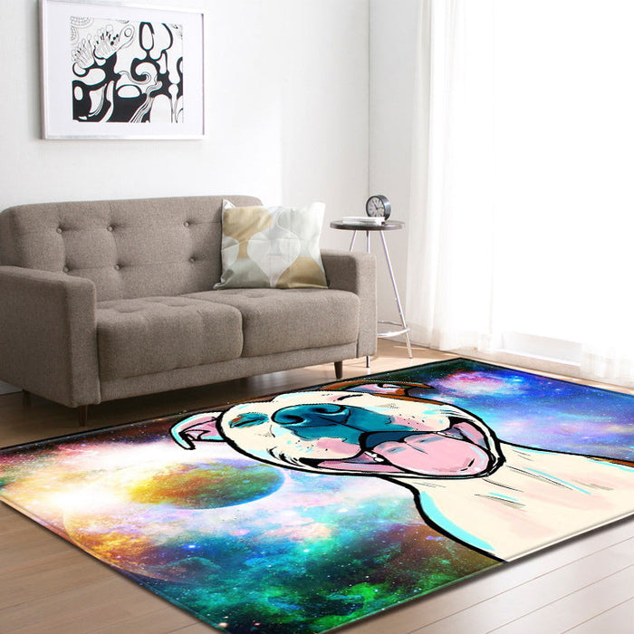 Cool Funky Area Rug Multi-Color Bulldog Print Carpet Machine Washable Stain Resistant Anti-Slip Rug for Home Decoration