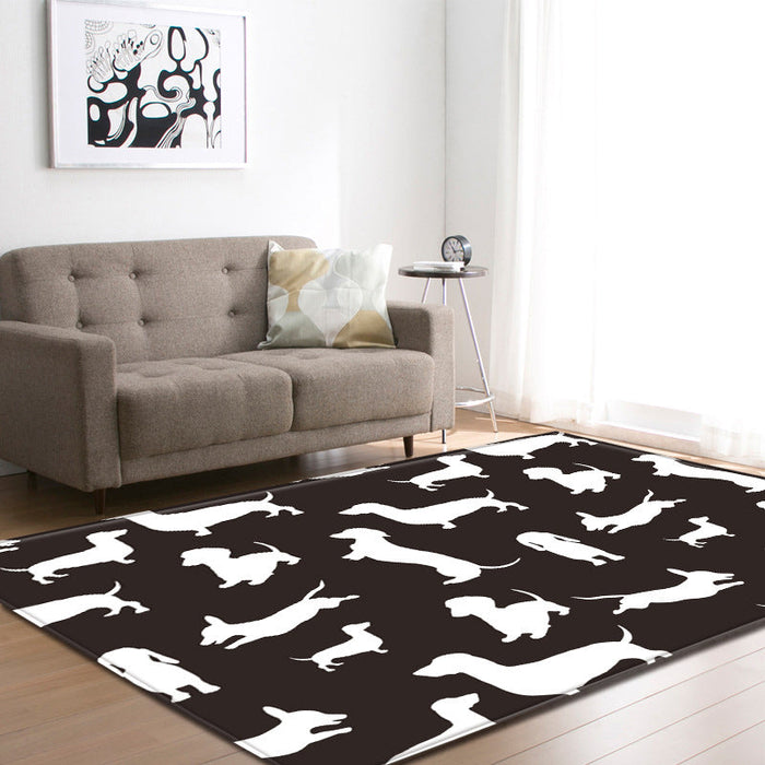 Cool Funky Area Rug Multi-Color Bulldog Print Carpet Machine Washable Stain Resistant Anti-Slip Rug for Home Decoration