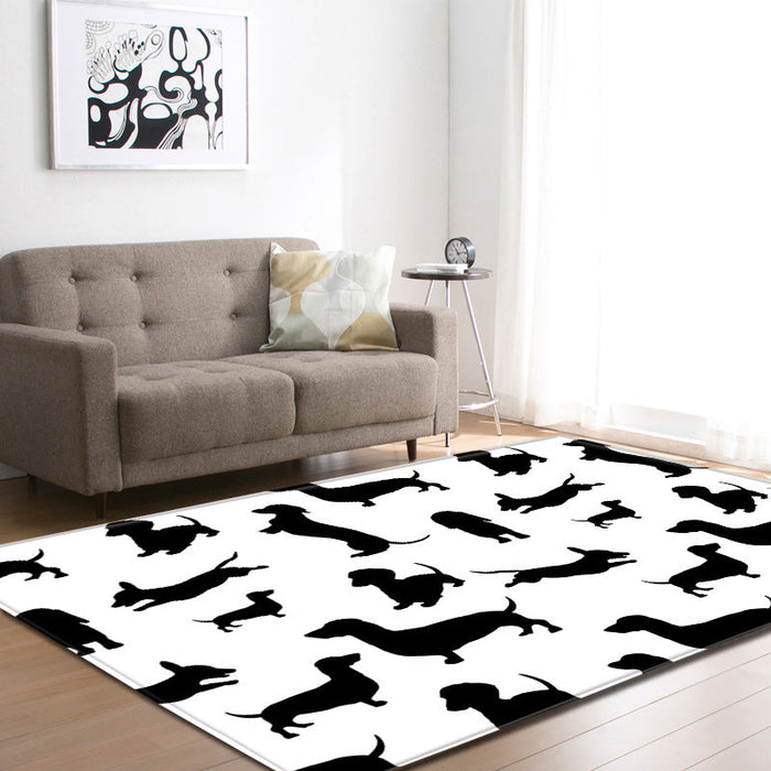 Cool Funky Area Rug Multi-Color Bulldog Print Carpet Machine Washable Stain Resistant Anti-Slip Rug for Home Decoration