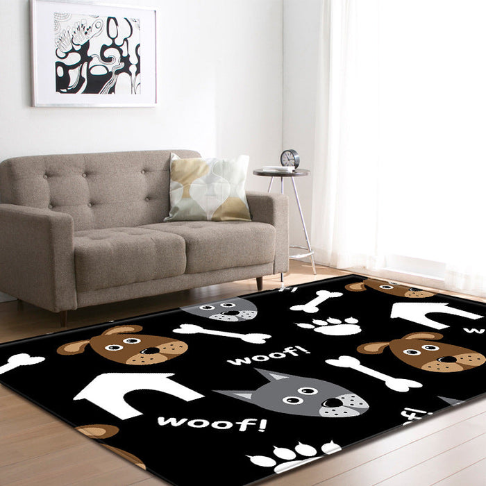 Cool Funky Area Rug Multi-Color Bulldog Print Carpet Machine Washable Stain Resistant Anti-Slip Rug for Home Decoration