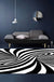 Unusual Visual Deception Rug Black and White Modern Area Rug Polypropylene Pet Friendly Machine Washable Anti-Slip Rug for Home Deco