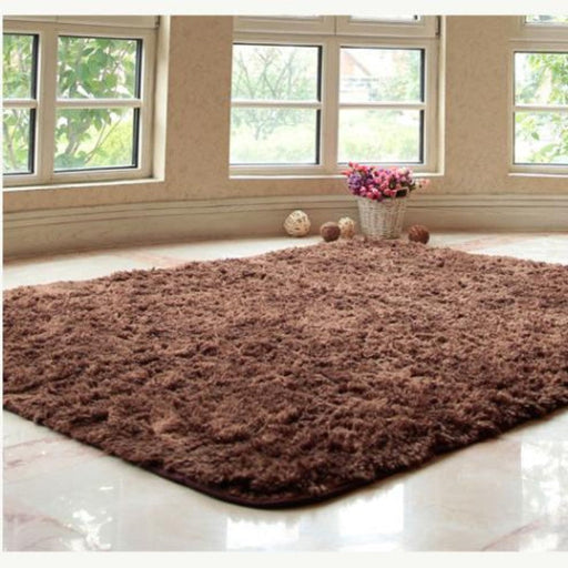 Feblilac Rectangular Solid Brown Tufted Bath Mat