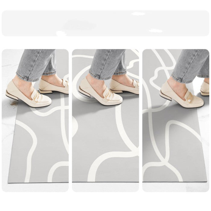 Feblilac Gray Geometric Pattern PVC Leather Entrance Door Mat