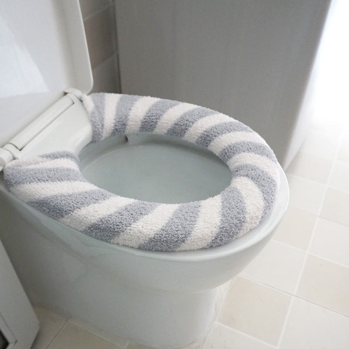 Feblilac Cute Heart/Solid/Stripe Toilet Seat Cover