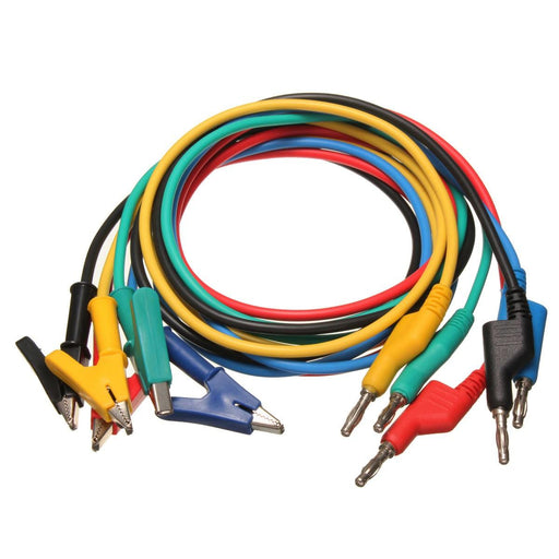 DANIU 5Pcs 1M 4mm Silicone Banana Plug to Crocodile Alligator Clip Test Probe Lead Wire Cable