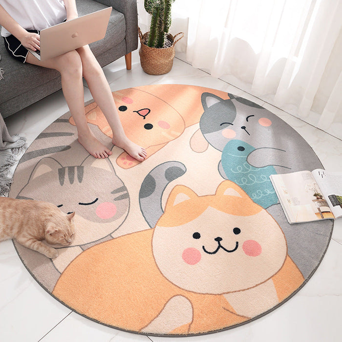 Lovely Cartoon Printed Rug Multi-Colored Lamb Wool Carpet Washable Anti-Slip Area Rug for Childrens Bedroom