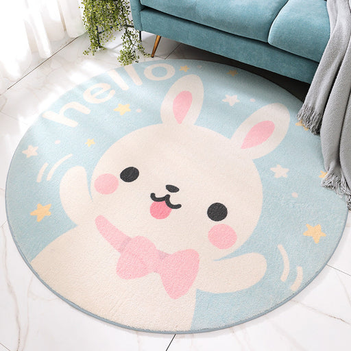 Lovely Cartoon Printed Rug Multi-Colored Lamb Wool Carpet Washable Anti-Slip Area Rug for Childrens Bedroom