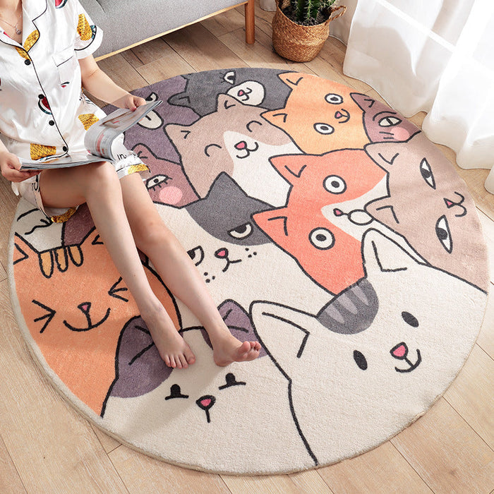 Lovely Cartoon Printed Rug Multi-Colored Lamb Wool Carpet Washable Anti-Slip Area Rug for Childrens Bedroom