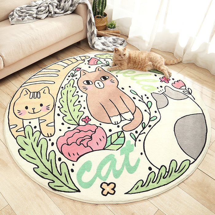 Lovely Cartoon Printed Rug Multi-Colored Lamb Wool Carpet Washable Anti-Slip Area Rug for Childrens Bedroom