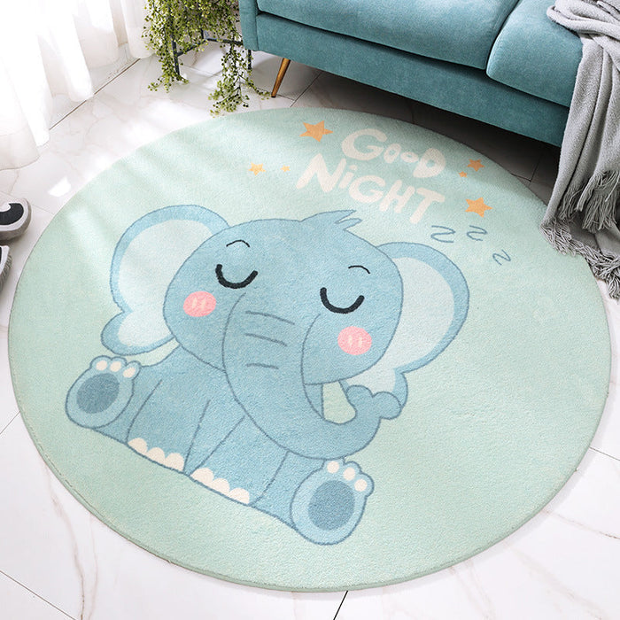 Lovely Cartoon Printed Rug Multi-Colored Lamb Wool Carpet Washable Anti-Slip Area Rug for Childrens Bedroom