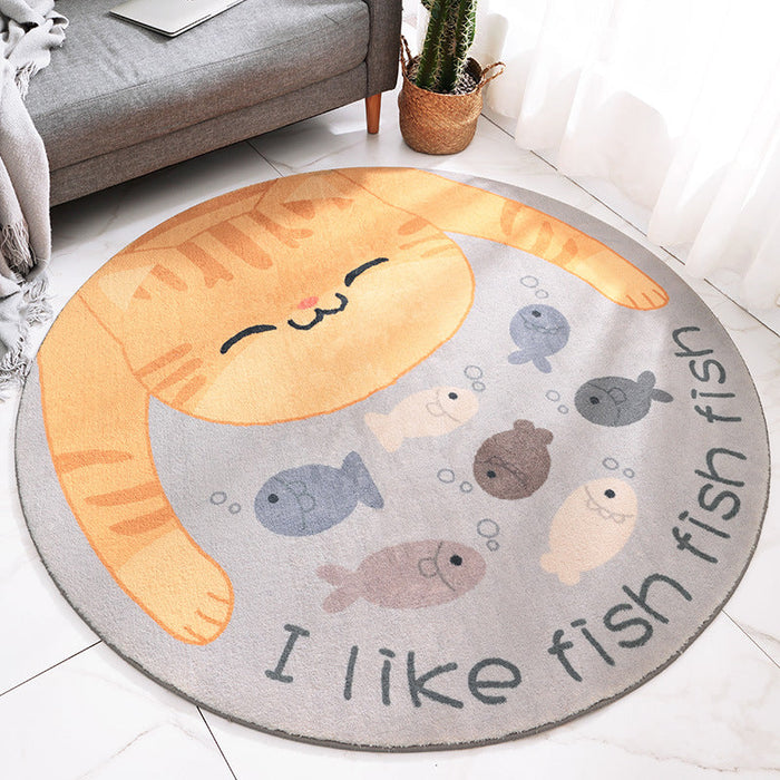 Lovely Cartoon Printed Rug Multi-Colored Lamb Wool Carpet Washable Anti-Slip Area Rug for Childrens Bedroom