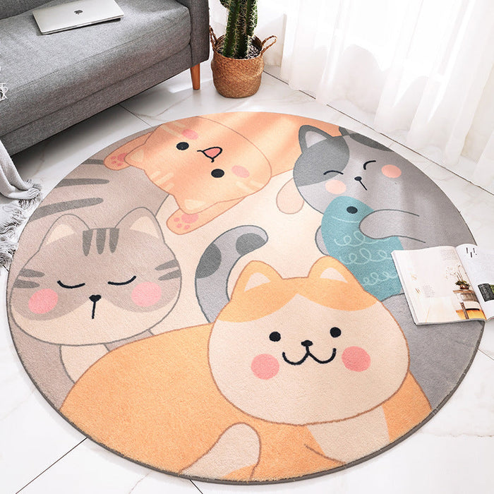 Lovely Cartoon Printed Rug Multi-Colored Lamb Wool Carpet Washable Anti-Slip Area Rug for Childrens Bedroom