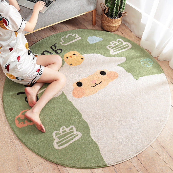 Lovely Cartoon Printed Rug Multi-Colored Lamb Wool Carpet Washable Anti-Slip Area Rug for Childrens Bedroom