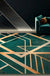 Modern Abstract Patterned Rug Dark Green Cotton Blend Area Rug Easy Care Pet Friendly Carpet for Living Room