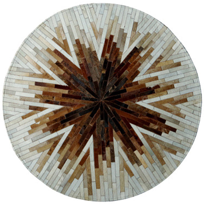 Creative Living Room Rug Multi-Color Geo Printed Area Rug Cowhide Stain-Resistant Pet Friendly Carpet