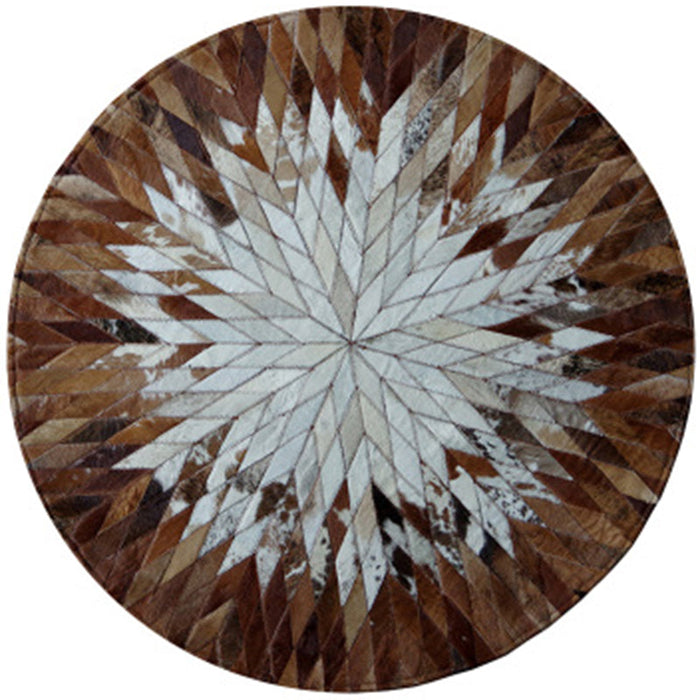 Creative Living Room Rug Multi-Color Geo Printed Area Rug Cowhide Stain-Resistant Pet Friendly Carpet