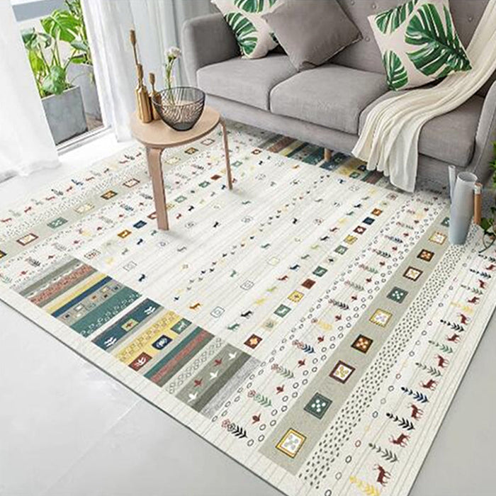 Simple Geometric Patterned Rug Multi Colored Nordic Carpet Polypropylene Anti-Slip Backing Washable Area Rug for Decor