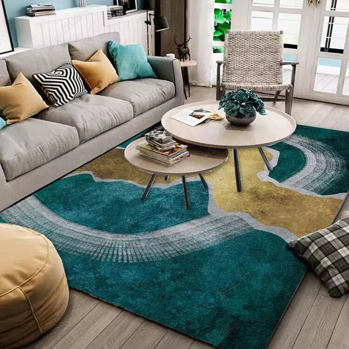 Simple Geometric Patterned Rug Multi Colored Nordic Carpet Polypropylene Anti-Slip Backing Washable Area Rug for Decor