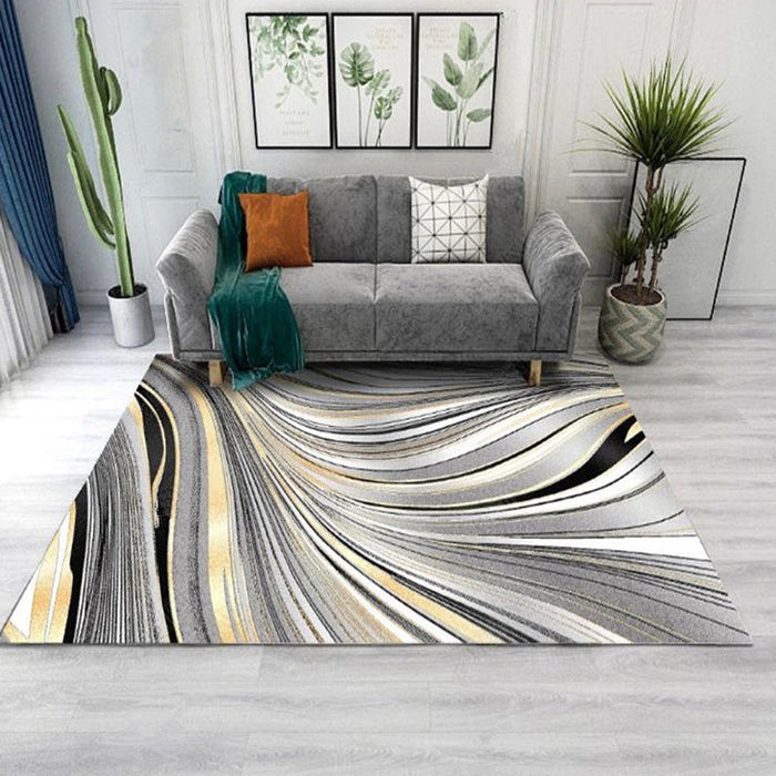 Simple Geometric Patterned Rug Multi Colored Nordic Carpet Polypropylene Anti-Slip Backing Washable Area Rug for Decor