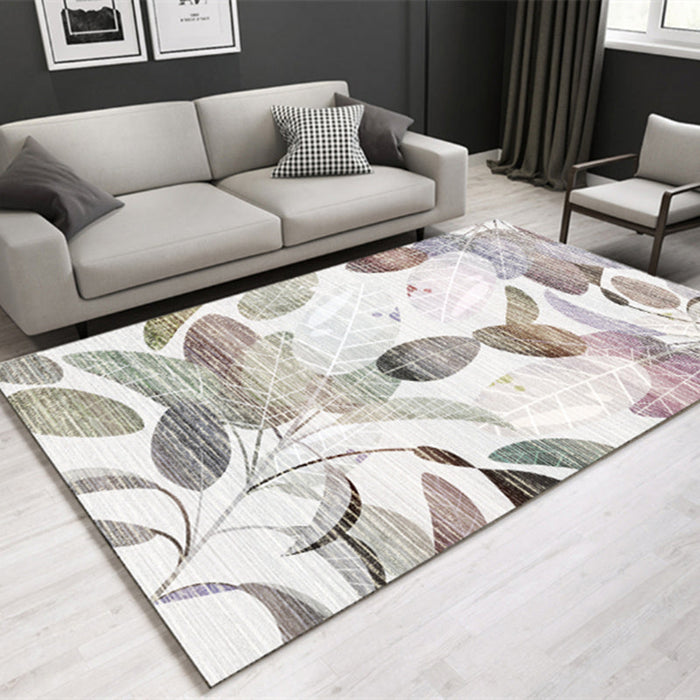 Modern Plant Printed Rug Multi-Color Polypropylene Area Rug Pet Friendly Machine Washable Carpet for Room