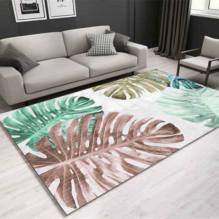 Modern Plant Printed Rug Multi-Color Polypropylene Area Rug Pet Friendly Machine Washable Carpet for Room