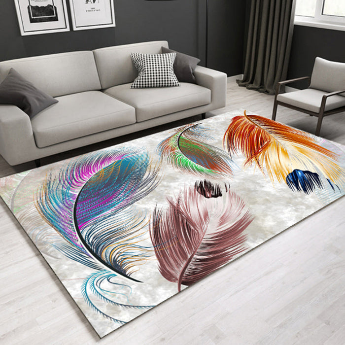 Modern Plant Printed Rug Multi-Color Polypropylene Area Rug Pet Friendly Machine Washable Carpet for Room