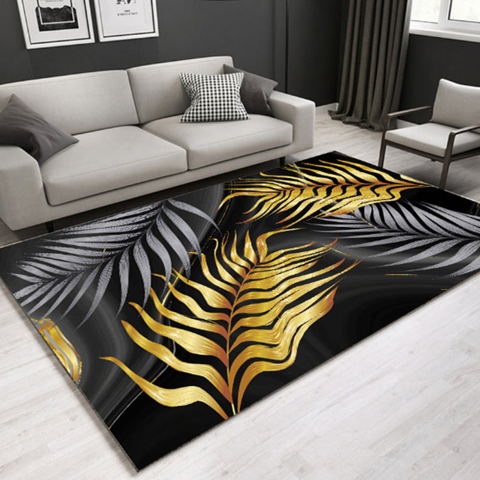 Modern Plant Printed Rug Multi-Color Polypropylene Area Rug Pet Friendly Machine Washable Carpet for Room